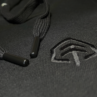 Black Embroidered pullover hoodie